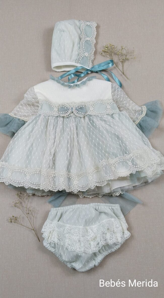 Vestido tata solete Diana con capota y braguita