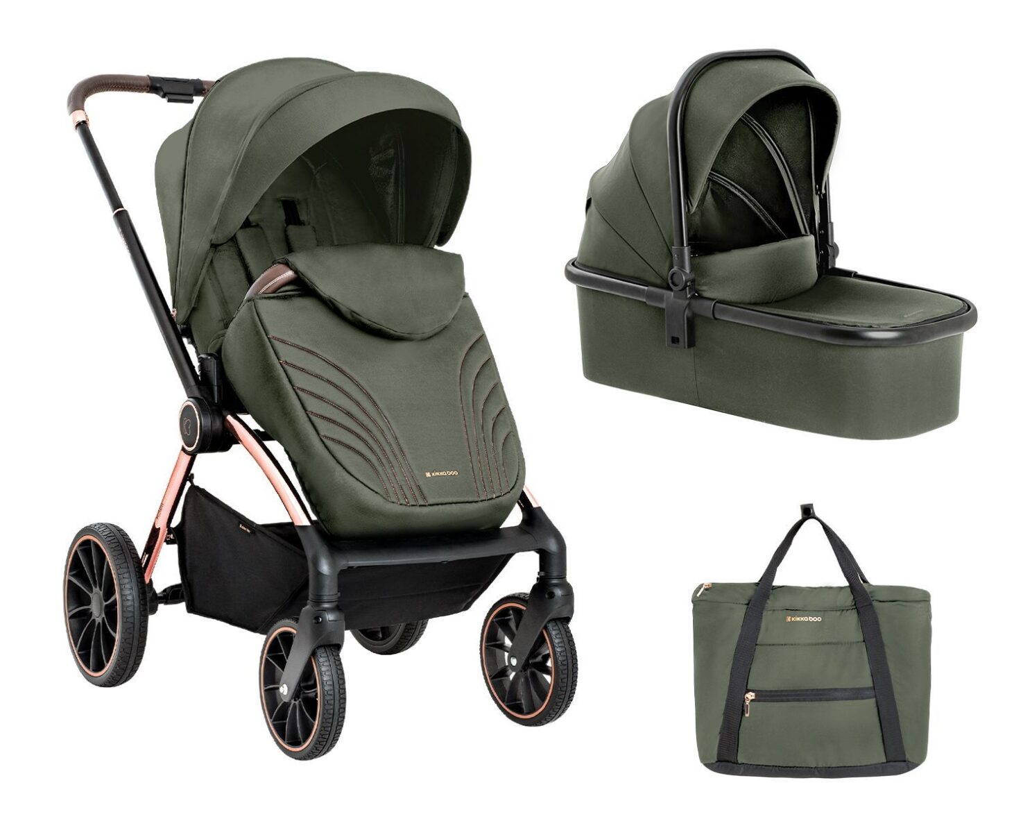 Carrito de bebé kIKKABOO Kara con capazo Verde Militar