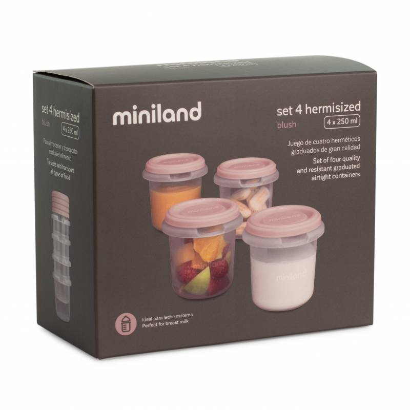 Contenedores herméticos set 4 blush miniland