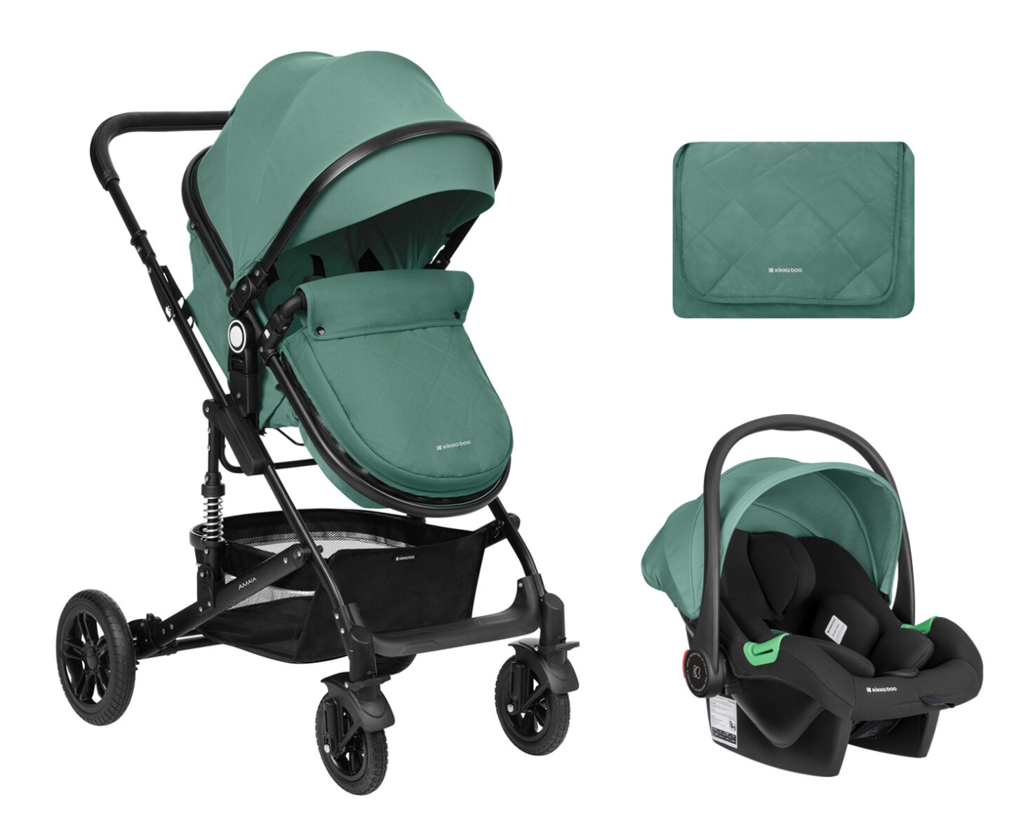 Coche bebé tranformable Amaia Kibbaboo completo verde